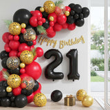 Red and Black Cheetah Print Balloons Arch Kit, Black Red Balloons