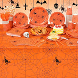 452 Pcs Halloween Spiderweb Supplies Tableware for 50 Guests Orange