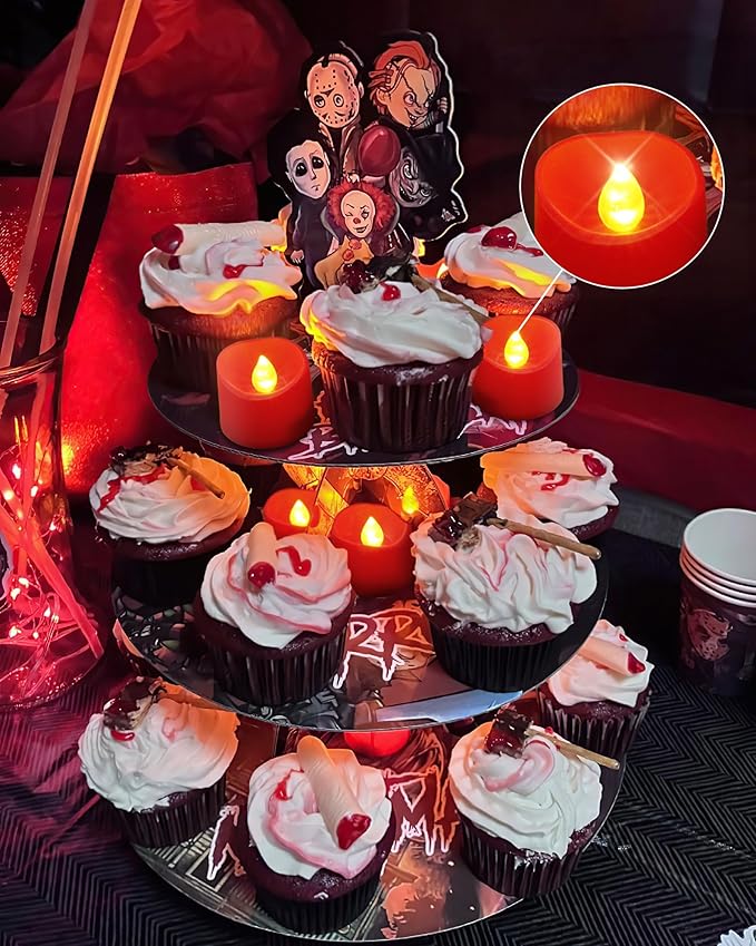 Homemory Red Tea Lights Candles Battery Operated, 200+Hour Flameless