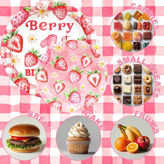 Berry First Birthday Party Supplies for 40 Guests Strawberry Plates