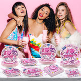 Qyeahkj 100Pcs 2000s Y2K Pink Decorations Party Supplies 90s Plates
