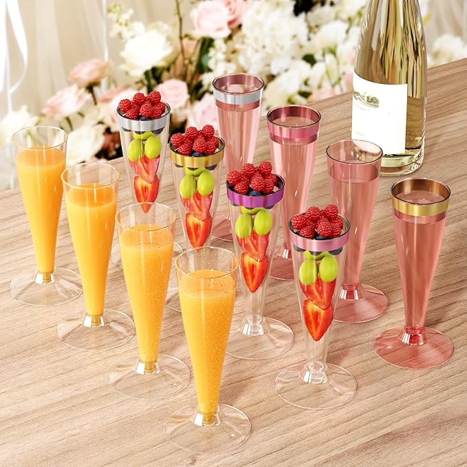 200 Pack Champagne Flutes Plastic Wine Glasses Disposable, 4.5 Oz