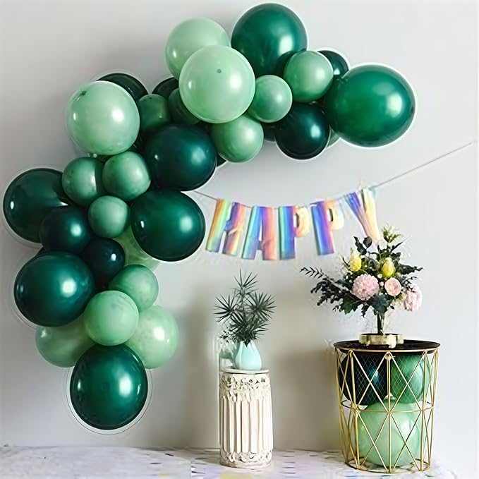 Togvu Green Balloons, 60 Packs 12 Inch Different Shades Dark Emerald