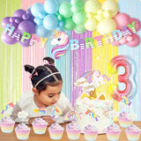 Unicorn 3rd Birthday Party Decorations for Girls Rainbow Banner