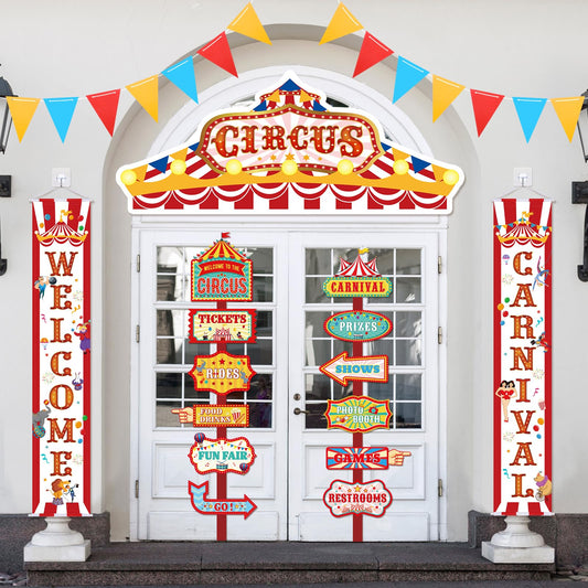 ShinyRelief 15 Pcs Circus Decorations Carnival Striped Awning Porch