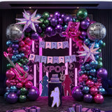 Purple hot pink Blue Green Balloon Arch Garland Kit with Banner