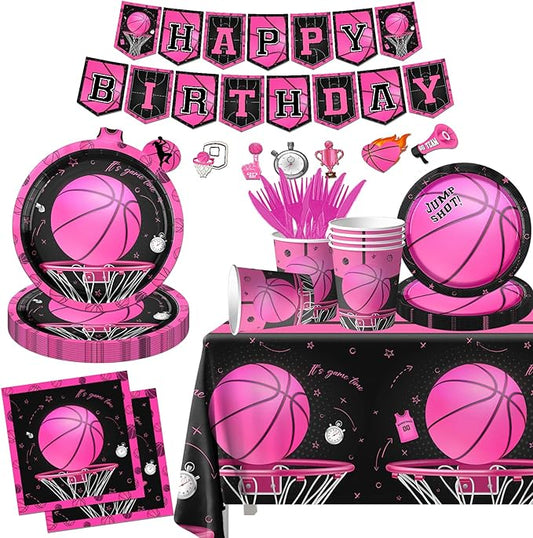 Basketball Party Decorations, 142Pcs Pink Basketball Birthday Party