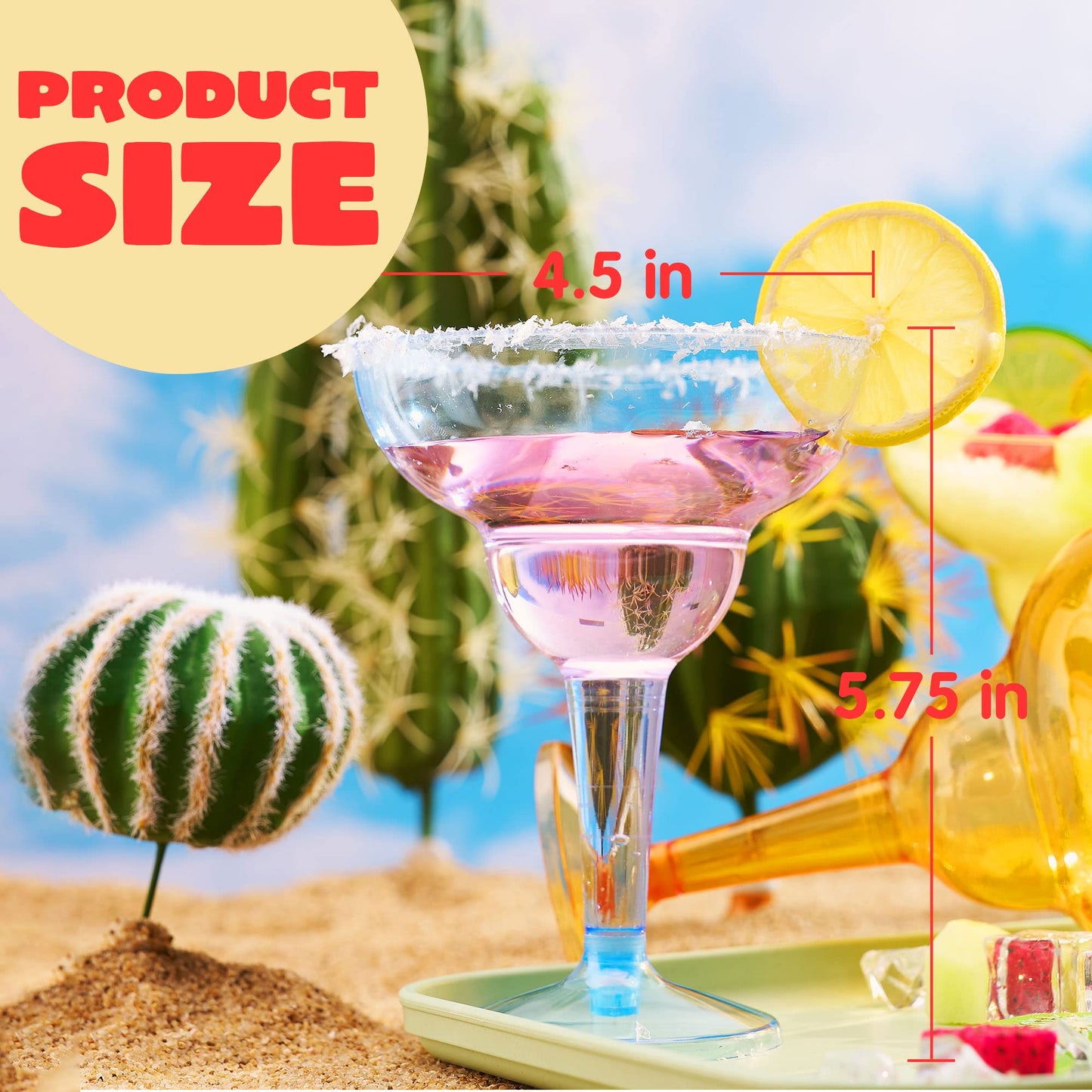 JOYIN 36 Packs Plastic Margarita Glasses Cups 12 oz Disposable Cinco