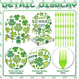 96 Pieces St Patrick's Day Tableware Set Green Shamrock Disposable