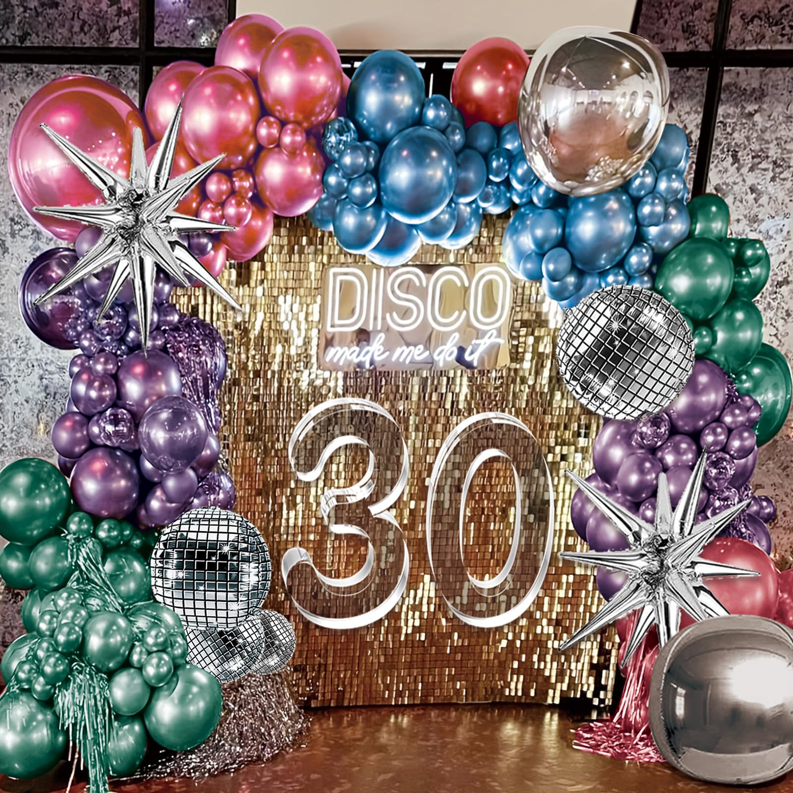 520PCS Metallic Balloon Garland Arch Kit with Chrome Blue Red Purple