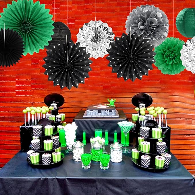 Black Green Silver Football Party Decorations 33pcs Banner Soccer