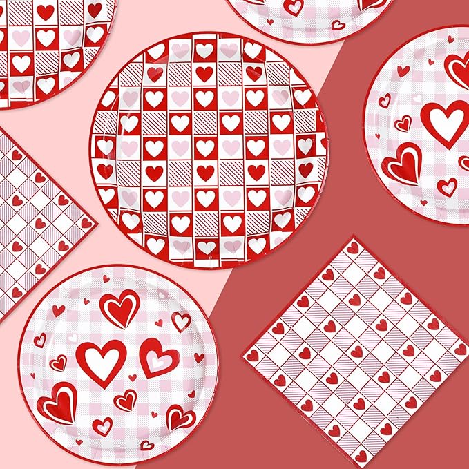 200Pcs Valentine's Day Decorations Happy Valentine Plates
