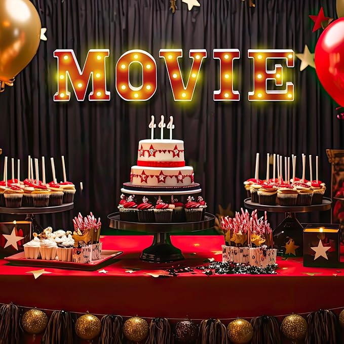 Movie Night Decorations 6.3 Movie Light up Letters Sign Decor
