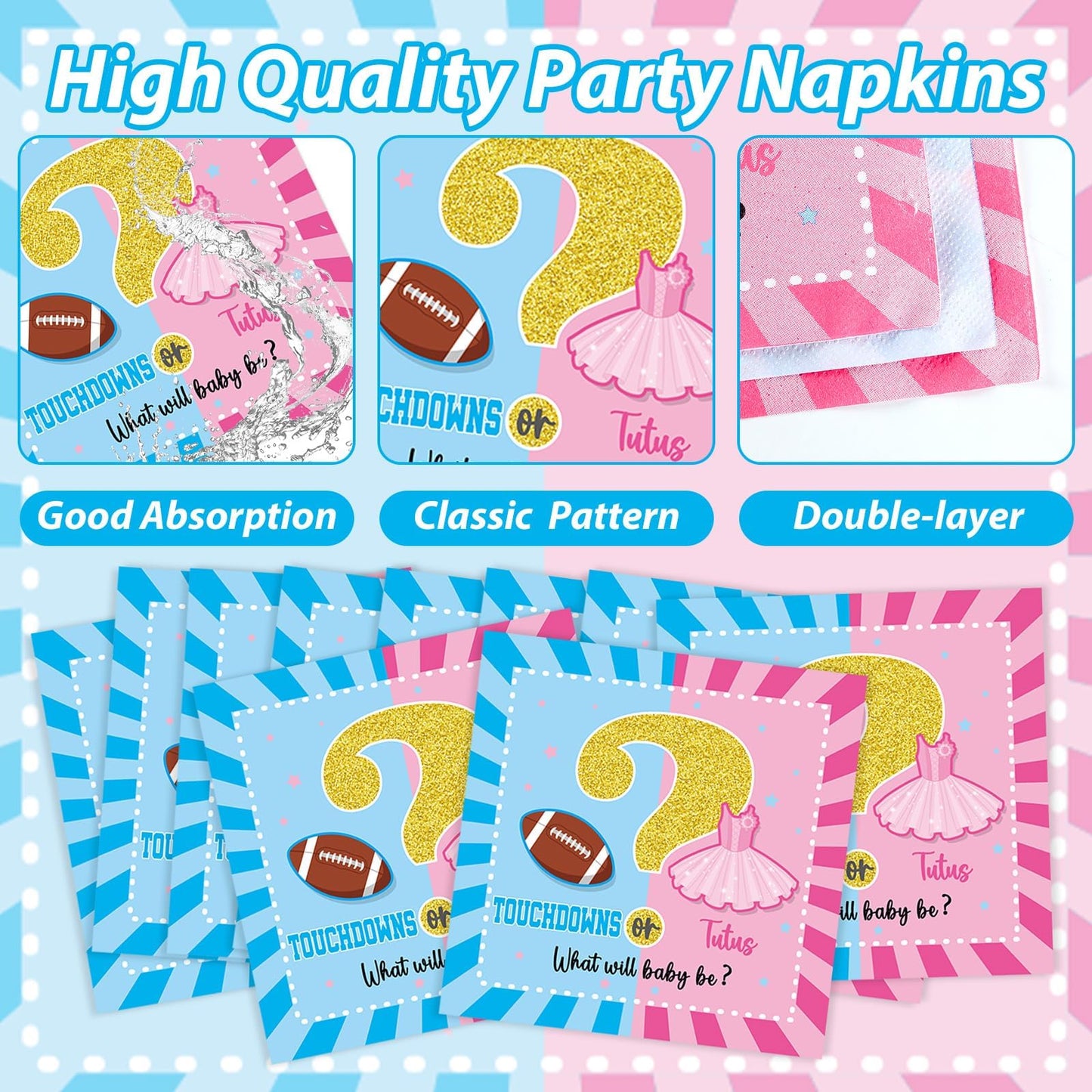 96Pcs Gender Reveal Party Supplies Touchdown or Tutus Gender Reveal