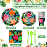 168 Pcs Tropical Nights Hawaiian Aloha Party Supplies 7 Inch 9 Inch