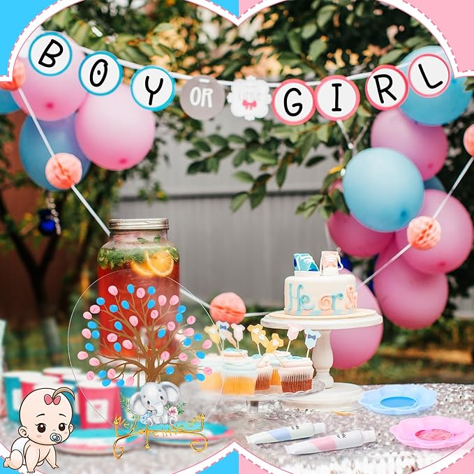 Gender Reveal Fingerprint Tree Boy or Girl