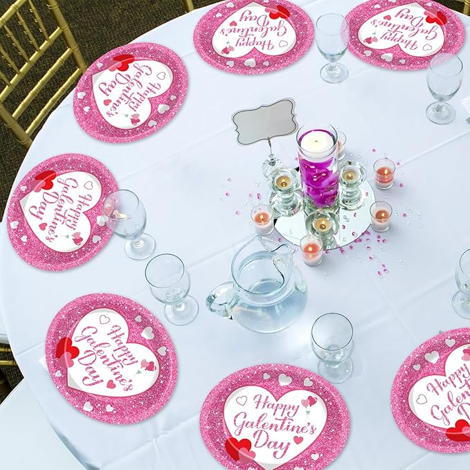 50Pcs Happy Galentine's Day Party Oval Plates 11 Inch Large
