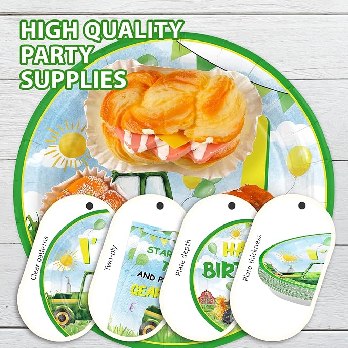96Pcs Tractor 1st Birthday Party Decorations for Boys Farm Tractor