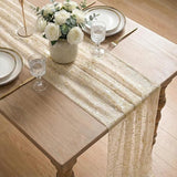 Artoid Mode Gold Gauze Champagne Table Runner 120 Inch 10FT, Glitter