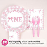 96Pcs Pink Bow 1st Birthday Party Decorations Cute Coquette Birthday