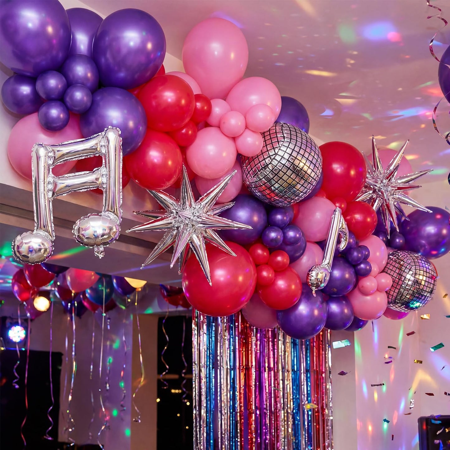 Sumind 144 Pcs K pop Party Decorations with Pink Purple Metallic Music