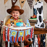 Cartoon Toy Highchair Banner for Baby First Birthday Party