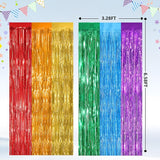 2Pack Rainbow Foil Fringe Curtains Backdrop Decorations, Rainbow