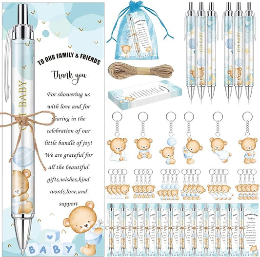 289 Pieces Baby Shower Gifts for Guest Blue Bear Ballpoint Pens and