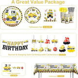 Xynic 187pcs Construction Birthday Party Supplies for 2 Year Old Boy