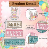 4 Pcs Easter Bunny Table Decor Wooden Pastel Bunny 3 tier Wooden