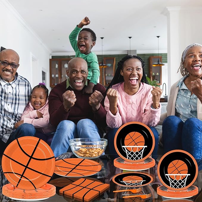 100 Pcs Basketball Party Plates and Napkins Set Basketball Birthday