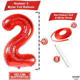 KatchOn, Giant Red Number 2 Balloon - 40 Inch | Mylar Foil 2nd Number