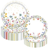 Mumufy 100 Pack Floral Paper Plates 9" & 7" Disposable Wildflower