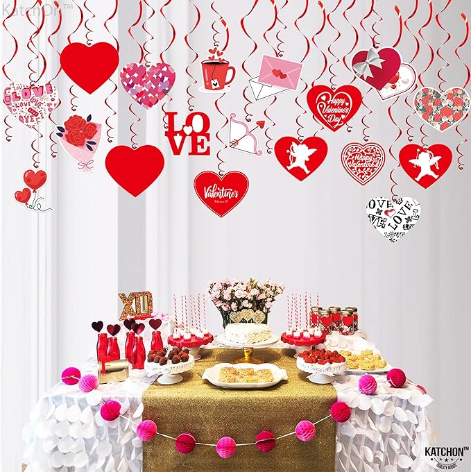 Valentines Hanging Swirls Large Pack of 30 No DIY Valentines Day