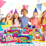 Geetery 6 Pcs 60's Hippie Party Supplies - Groovy Wooden Centerpieces