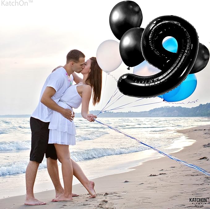 KatchOn, Giant Black Number 9 Balloon - 40 Inch | Foil 9 Birthday