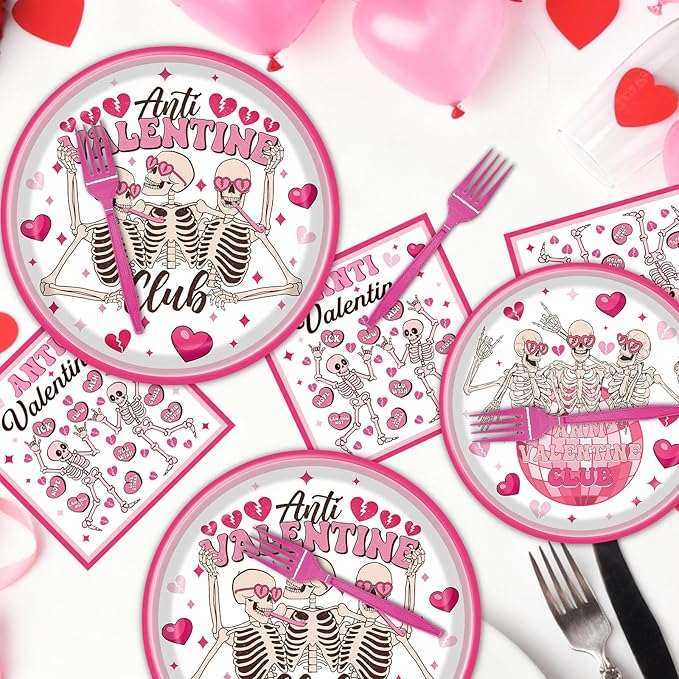 Valentines Day Plates and Napkins Party Decorations 96PCS Anti