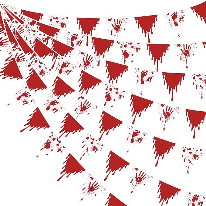 30Ft Halloween Party Decorations Red Bloody Handprint Footprint