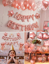 52 Pcs Rose Gold Birthday Decorations Rose Gold Balloons Happy