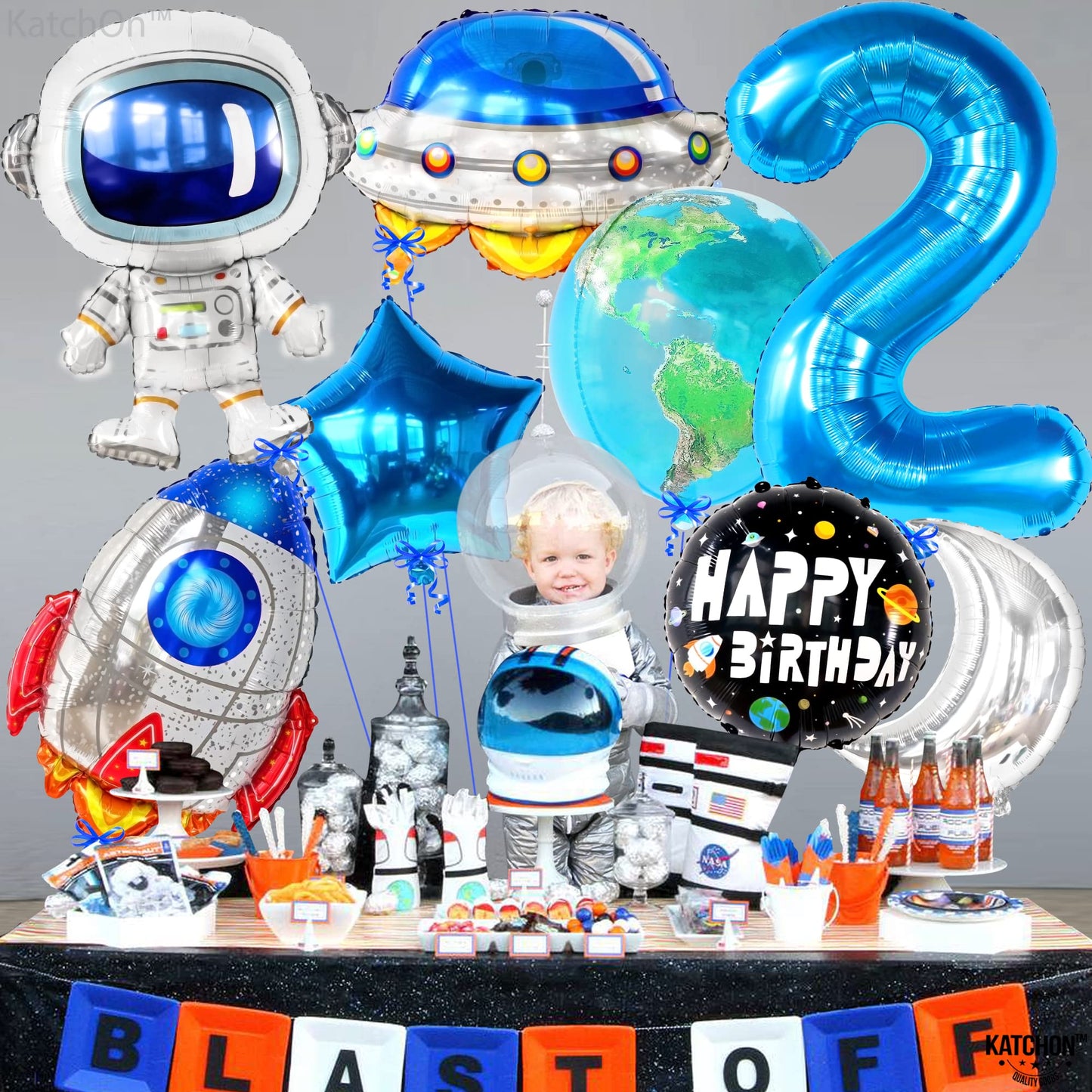 Big Two The Moon Balloons - Pack of 8 | Space Birthday