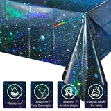 YIDAKO 12Pcs Iridescent Space Tablecloths, Disposable Plastic Blue