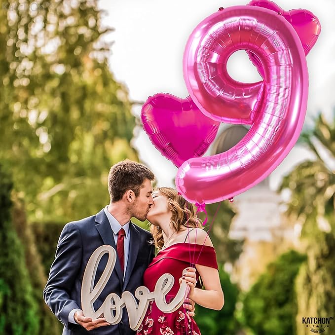 KatchOn, Giant Hot Pink Number 9 Balloon - 40 Inch | Foil 9 Birthday