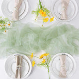 Snowkingdom Sage Green Table Runner, 10 FT Sheer Tulle Cheesecloth