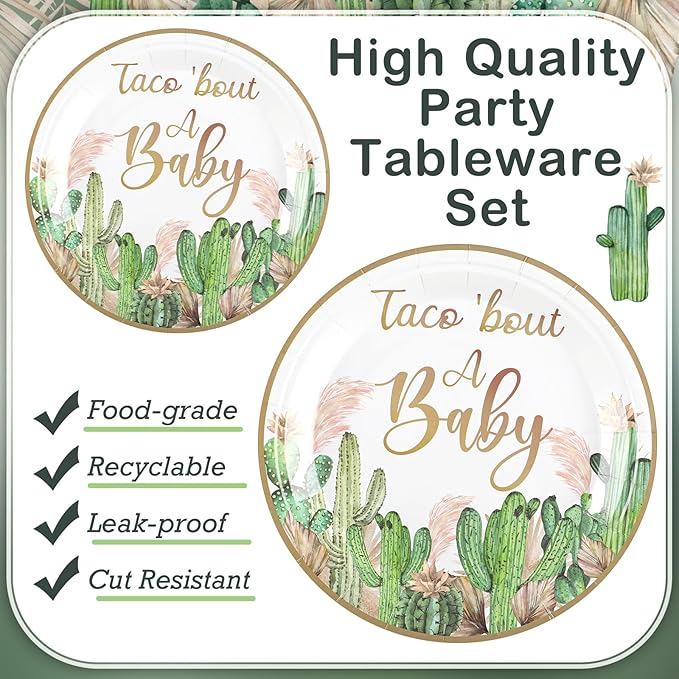 350 Pcs Taco' Bout A Baby Party Decorations Cactus Taco Pampas Grass