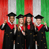 2 Pack Christmas Backdrop, Red Silver Green Party Streamer, Metallic