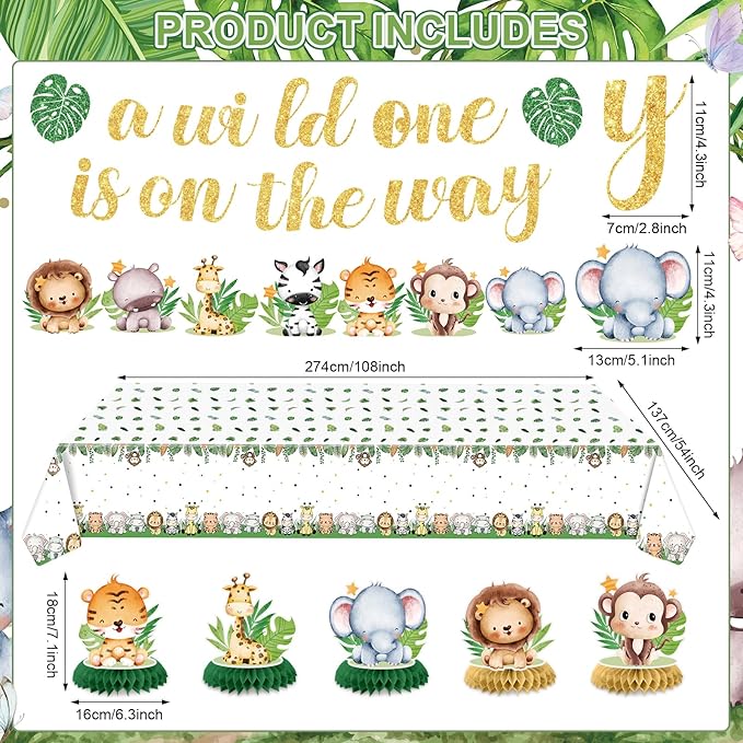 Wild One Baby Shower Decorations for Boys Jungle Safari Baby Shower