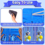 Voircoloria 2 Pack Blue Foil Fringe Backdrop Curtains, Tinsel