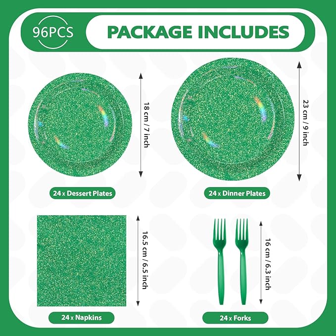 96 Pcs St Patrick's Day Party Supplies 350 GSM Spring Iridescent