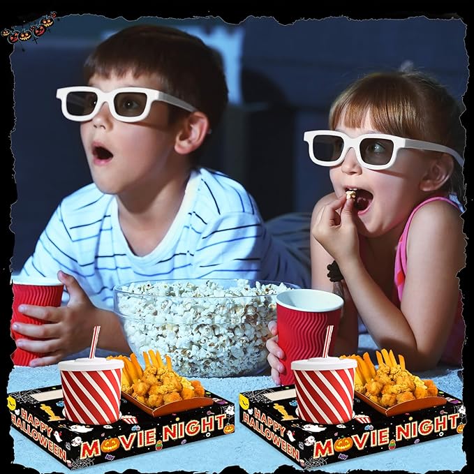 50Pcs Halloween Party Supplies Movie Night Paper Snack Trays Happy