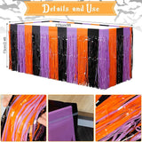 6 Pack Halloween Table Skirt Decorations Orange Purple and Black